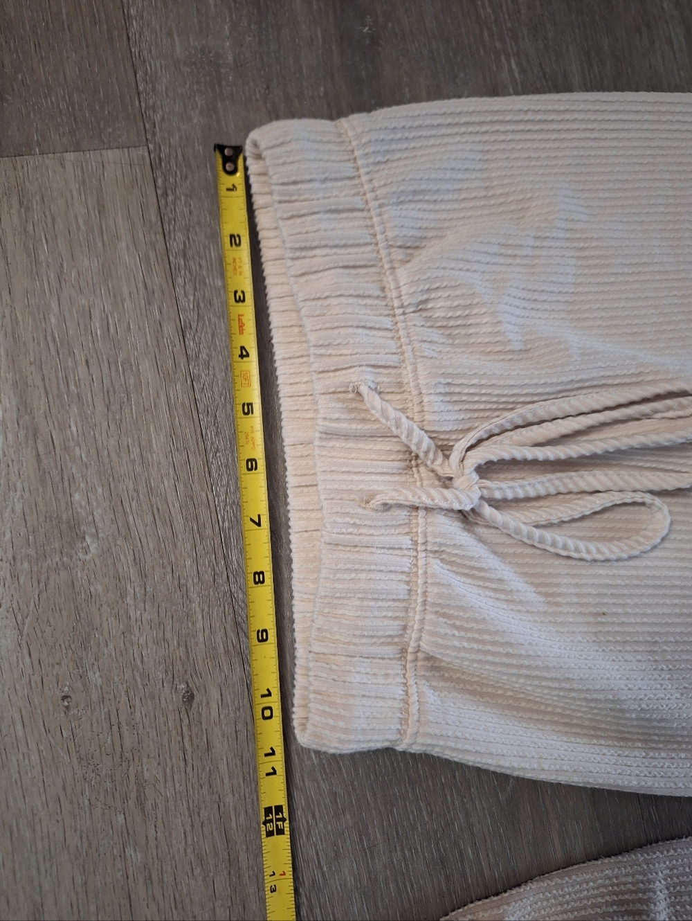 Cream Ribbed Flare Pants - Picture 6 of 6